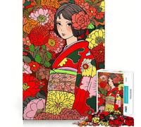 Puzzle da 1000 pezzi per adulti,raffigurante una ragazza giapponese in kimono,con bordi perfetti,ideale per stimolare la concentrazione e il gioco lento,perfetto come regalo di compleanno (38x52cm)