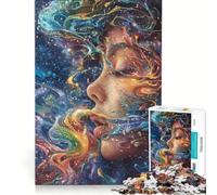 Puzzle da 1000 pezzi per adulti, raffigurante una ragazza in un contesto cosmico astratto Gioco divertente, allena la mente e la manualità Ideale come regalo per tutta la famiglia 38x52cm