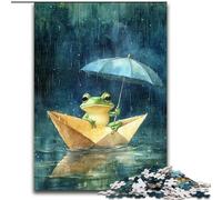 Puzzle da 1000 pezzi per adulti,raffigurante una rana che cavalca una barca di carta,per adulti,livello di abilità principiante,ideale come regalo di compleanno e per le feste (dimensioni 26x38cm)
