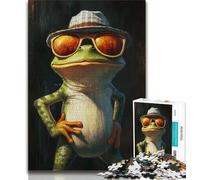 Puzzle da 1000 pezzi per adulti raffigurante una rana che indossa gli occhiali, difficile da completare ma divertente e spiritoso, ideale come decorazione e regalo per la casa, 50x75cm