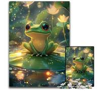 Puzzle da 1000 pezzi per adulti, raffigurante una rana su una foglia di loto Ideale come regalo per adolescenti, coppie e amici per compleanni e Natale, 26x38cm
