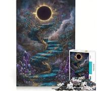 Puzzle da 1000 pezzi per adulti, raffigurante una scala celeste con cristalli ed eclissi, gioco pratico, decorazione per la casa, collezione d'artista, opera d'arte 50x75cm