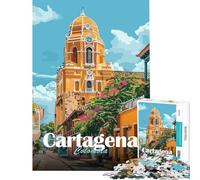Puzzle da 1000 pezzi per adulti raffigurante una scena di strada di Cartagena Colombia Difficile e stimolante un'opera d'arte Gioco educativo adatto a persone dai 14 anni in su (38x52cm)