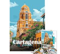 Puzzle da 1000 pezzi per adulti raffigurante una scena di strada di Cartagena Colombia Un gioco educativo divertente e stimolante per la mente adatto a partire dai 14 anni (50x75cm)