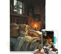 Puzzle da 1000 pezzi per adulti, raffigurante una simpatica volpe che dorme sul letto Gioco per famiglie, rilassante e stimolante per la mente Collezione d'artista, belle arti 50x75cm