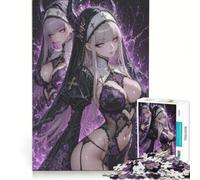 Puzzle da 1000 pezzi per adulti, raffigurante una suora anime con corna ed energia viola, decorazione da parete, difficile, compleanno e Natale 38x26cm