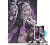 Puzzle da 1000 pezzi per adulti, raffigurante una suora anime con corna ed energia viola, un gioco rompicapo e antistress, ogni pezzo è unico 50x75cm