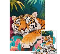 Puzzle da 1000 pezzi per adulti raffigurante una tigre addormentata nella giungla Puzzle da 1000 pezzi decorazione per la casa regalo per donne amici e familiari (50x75cm)