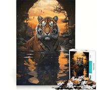 Puzzle da 1000 pezzi per adulti raffigurante una tigre che gioca nell'acqua un gioco pratico e antistress ideale come regalo per tutta la famiglia 38x26cm