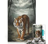 Puzzle da 1000 pezzi per adulti raffigurante una tigre nella foresta di bambù gioco educativo migliora la memoria compleanno e Natale 38x52cm
