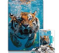 Puzzle da 1000 pezzi per adulti raffigurante una tigre sottomarina, aiuta il cervello a esercitare i giocattoli che creano dipendenza e coltivano la pazienza Un'opera d'arte, 50x75cm