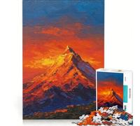 Puzzle da 1000 pezzi per adulti raffigurante una vetta al tramonto dipinto ad olio gioco interattivo gara di velocità manuale con pezzi a incastro di forma casuale 38x52cm