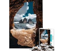 Puzzle da 1000 pezzi per adulti raffigurante una vista panoramica della montagna da una grotta Un gioco divertente per adulti che stimola l'analisi e la logica Difficile e stimolante (38x52cm)