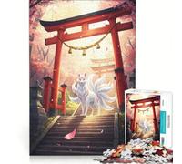 Puzzle da 1000 pezzi per adulti raffigurante una volpe a nove code al cancello Torii un gioco educativo divertente e spiritoso ideale come regalo di compleanno 38x52cm