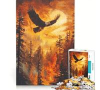 Puzzle da 1000 pezzi per adulti, raffigurante un'aquila che vola sopra una foresta Gioco pratico, migliora la memoria, compleanno e Natale 50x75cm
