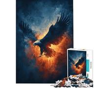 Puzzle da 1000 pezzi per adulti raffigurante un'aquila in volo con aura infuocata ideale come gioco educativo e rilassante regalo di compleanno o opera d'arte (dimensioni 38x26cm)