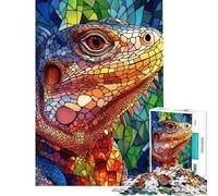 Puzzle da 1000 pezzi per adulti raffigurante un'iguana in una vetrata artistica Un gioco rilassante per tutta la famiglia ideale per compleanni e Natale (dimensioni: 50x75cm)