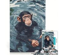Puzzle da 1000 pezzi per adulti raffigurante uno scimpanzé che nuota nell'acqua, gioco interattivo, divertente antistress, compleanni e altre occasioni 50x75cm