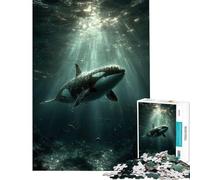 Puzzle da 1000 pezzi per adulti raffigurante un'orca che nuota sott'acqua con raggi di sole ideale per compleanni e Natale per divertimento in famiglia e decorazione della casa Adatto a partire