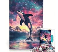 Puzzle da 1000 pezzi per adulti raffigurante un'orca che salta tra le stelle giocattolo educativo rilassante e stimolante per la mente ideale come regalo per gli appassionati di videogiochi 38x26cm
