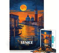 Puzzle da 1000 pezzi per adulti, raffigurante Venezia di notte, Italia, con bordi sottili, gioco cognitivo, rilassante e decorativo natalizio da parete (50x75cm)