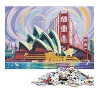 Puzzle da 1000 pezzi per adulti raffiguranti il Teatro dell'Opera di Sydney e il Golden Gate Square, puzzle di carta per l'intrattenimento della famiglia, 38x26 cm/1000 pezzi
