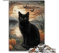Puzzle da 1000 pezzi per adulti raffiguranti un gatto nero Un regalo perfetto per compleanni, feste e decorazioni per feste spaziali (dimensioni 26x38cm)
