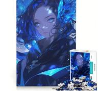 Puzzle da 1000 pezzi per adulti, ragazza anime blu con cristallo, gioco rompicapo, difficile, per migliorare l'amore tra le coppie 38x52cm