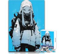 Puzzle da 1000 pezzi per adulti, ragazza anime blu, rilassati durante il tempo libero, taglio netto, senza cuciture, giocattolo ad incastro, dimensioni 50x75cm