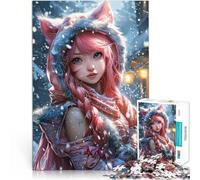 Puzzle da 1000 pezzi per adulti Ragazza anime carina e innevata Fatto di cartone per età pari o superiore a 14 anni Gioco di puzzle Offerti come regali per tutta la famiglia misurare:26x38cm