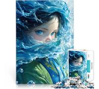 Puzzle da 1000 pezzi per adulti Ragazza anime che schizza d'acqua Riduzione dello stress interessante con poster abbinato e foglio di quiz 38x26cm