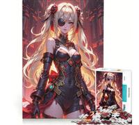 Puzzle da 1000 pezzi per adulti, ragazza anime con benda sull'occhio, gioco per famiglie, impegnativo da completare, per rafforzare l'amore tra le coppie 38x52cm