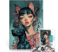 Puzzle da 1000 pezzi per adulti Ragazza anime con cane Difficile da completare ma divertente e umoristico Decorazione d'arte per la casa 38x26cm