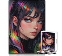 Puzzle da 1000 pezzi per adulti, ragazza anime con capelli arcobaleno, decorazione per la casa, gioco pratico per bambini dai 14 anni in su (dimensioni 38x52cm)