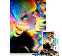 Puzzle da 1000 pezzi per adulti,ragazza anime con capelli arcobaleno,decorazione pulita e adatta,divertente attività per la mente,gioco rilassante,regalo festivo per il tempo libero 38x52cm