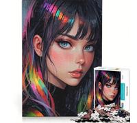 Puzzle da 1000 pezzi per adulti, ragazza anime con capelli arcobaleno, giocattolo fai da te, interazione genitore-figlio, rafforza l'amore tra le coppie 38x52cm