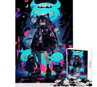 Puzzle da 1000 pezzi per adulti ragazza anime con creature luminose giocattoli antistress fantastici regali e giocattoli giochi rilassanti Ogni pezzo è unico Dimensioni 38x26cm