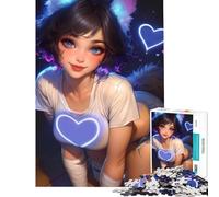 Puzzle da 1000 pezzi per adulti ragazza anime con cuore gioco per famiglie giocattolo avvincente per coltivare la pazienza regalo per donne e uomini migliora la memoria (dimensioni 38x26cm)