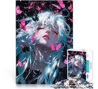 Puzzle da 1000 pezzi per adulti Ragazza anime con farfalle 2 Vacanza a casa: uccidere il tempo con poster abbinato e foglio di quiz 52x38cm
