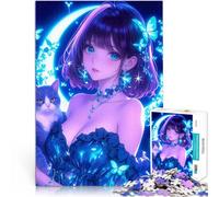 Puzzle da 1000 pezzi per adulti Ragazza anime con gatto e farfalle Rompicapo Ogni pezzo è unico - Gioco divertente e stimolante per tutta la famiglia 75x50cm