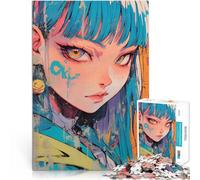 Puzzle da 1000 pezzi per adulti Ragazza anime con i capelli blu Giocattoli per l'intrattenimento in famiglia Migliorare la memoria 38x26cm