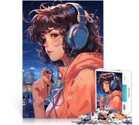 Puzzle da 1000 pezzi per adulti Ragazza anime con le cuffie Giocattoli Giochi Educativi Antistress Collezione di artisti, Belle arti 75x50cm