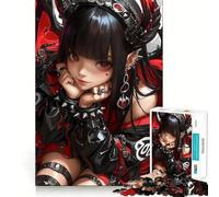 Puzzle da 1000 pezzi per adulti,ragazza anime con occhi rossi,waifu,taglio premium,gioco intelligente,attività per la mente,pace,divertimento,compleanno,gioco artistico (38x26cm)