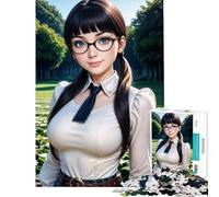 Puzzle da 1000 pezzi per adulti ragazza anime con occhiali gioco impossibile gioco educativo sfida giocattolo divertente regalo migliora la memoria (dimensioni 38x26cm)