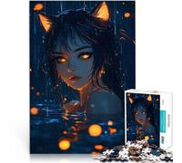 Puzzle da 1000 pezzi per adulti Ragazza anime con orecchie da gatto sotto la pioggia Gioco impegnativo è ideale come regalo per tutta la famiglia 38x26cm