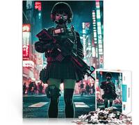 Puzzle da 1000 pezzi per adulti Ragazza anime con pistola a Neon City Giochi educativi Ogni pezzo è unico - Gioco divertente e stimolante per tutta la famiglia 52x38cm