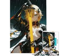 Puzzle da 1000 pezzi per adulti ragazza anime con spada sotto la pioggia Gioco avvincente per coltivare la pazienza ideale per tutta la famiglia Divertente regalo (dimensioni 38x26cm)