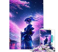 Puzzle da 1000 pezzi per adulti ragazza anime con spada tra i ciliegi in fiore gioco antistress da 1000 pezzi migliora la memoria compleanno e Natale (38x26cm)