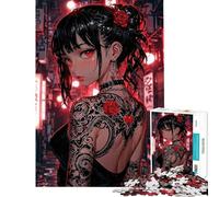 Puzzle da 1000 pezzi per adulti ragazza anime con tatuaggio puzzle per adolescenti giochi divertenti decorazione da parete compleanno (dimensioni 38x26cm)