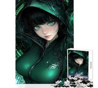 Puzzle da 1000 pezzi per adulti ragazza anime dagli occhi verdi decorazione per la casa giocattoli ottimo regalo per giochi rilassanti migliorare l'amore tra coppie dimensioni 50x75cm